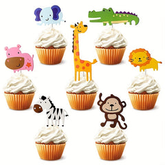 7pcs Animal Cake Insert Card Set for Baby Birthday Party Decoration