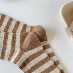 5 Pairs Striped Crew Socks Mid Tube Socks Women's Stockings & Hosiery