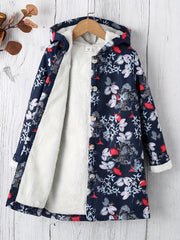 Girls Heavy Fleece Warm Hooded Winter Coat