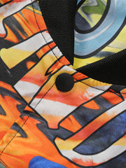 Men's Alphabet Graffiti Print Baseball Collar Jacket
