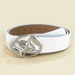 Hollow Out Buckle Belt Stylish Solid PU Belt for Women