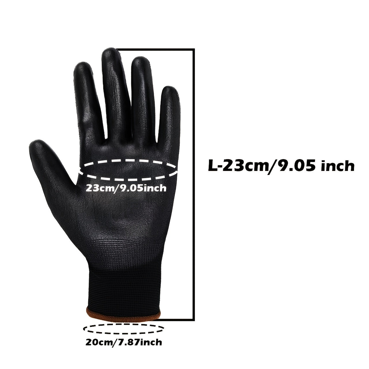 12pairs Nylon PU Full Palm Coated Work Gloves Picking Gardening