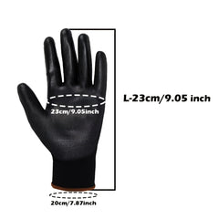 12pairs Nylon PU Full Palm Coated Work Gloves Picking Gardening