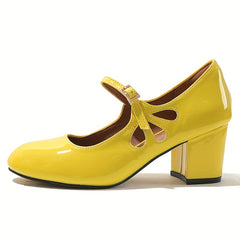 Women's Block Heeled Shoes Comfortable Closed Toe Buckle Strap Heels