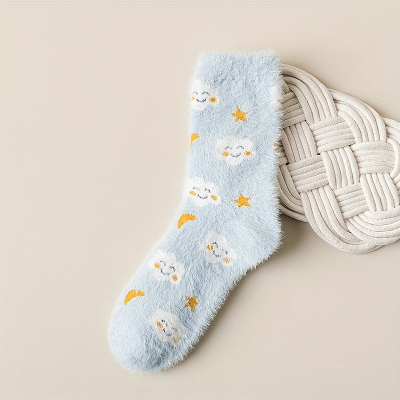 Cartoon Plush Socks Mid Tube Women's Stockings