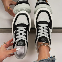 Women's Colorblock Skate Shoes Low Top Lace Up Sneakers