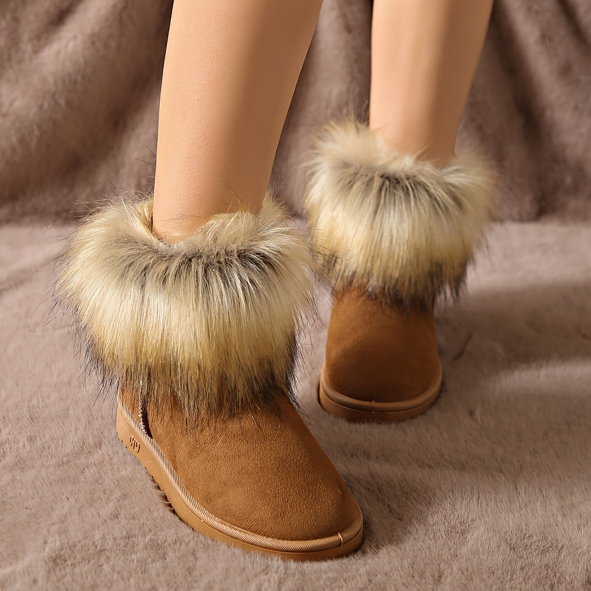 Women's Faux Fur Snow Boots Plush Thermal Non Slip Shoes