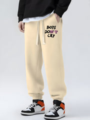 Boys Do Cry Print Drawstring Sweatpants Loose Fit Men's Casual Joggers