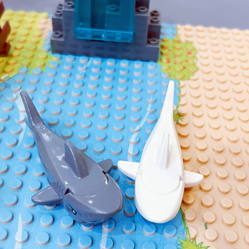2pcs Shark Underwater World Animal Models DIY Birthday Gift ABS Material Gray