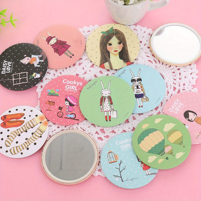 Small Round Cosmetic Mirror for Travel, Handheld Vanity Mirror