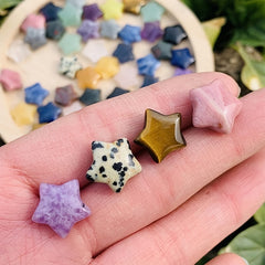 10pcs Mini Pentagram Rose Quartz Stone Statue for Jewelry and Aquarium
