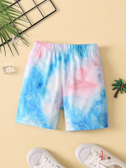 Girls' Tie dye Print Biker Shorts Sports Casual Active Shorts
