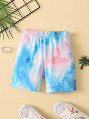 Girls' Tie dye Print Biker Shorts Sports Casual Active Shorts