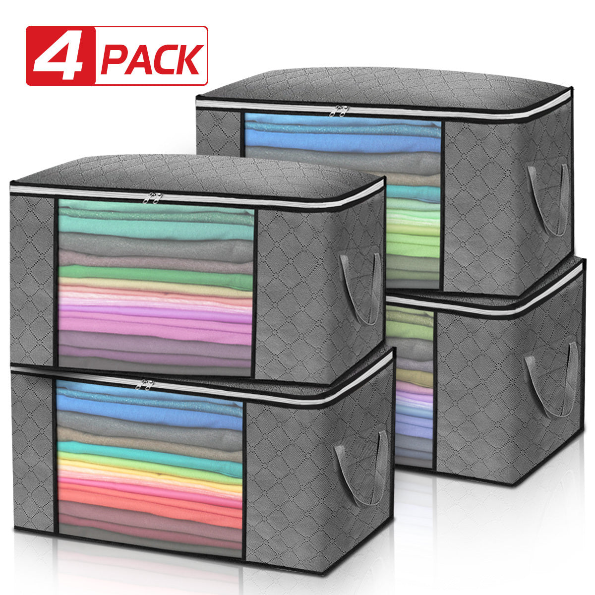4pcs Non Woven Fabric Clothes Storage Box Large Capacity Basket