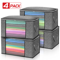 4pcs Non Woven Fabric Clothes Storage Box Large Capacity Basket