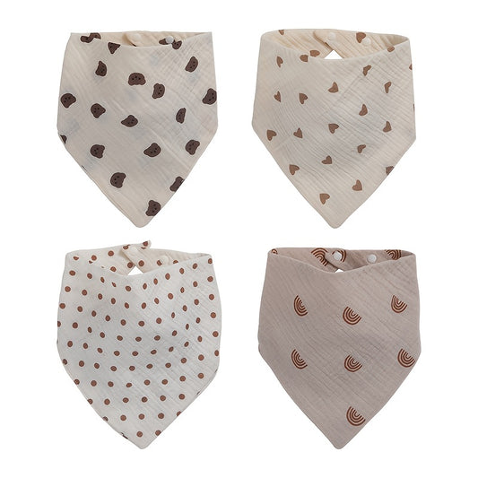 Floral Print Cotton Triangle Bib For Boys Girls