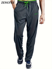 ZENGVEE Men's Stretch Pants Zip Pockets Breathable Trousers