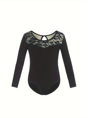 Cotton Crew Neck Long Sleeve Ballet Leotard for Girls Dance Performance