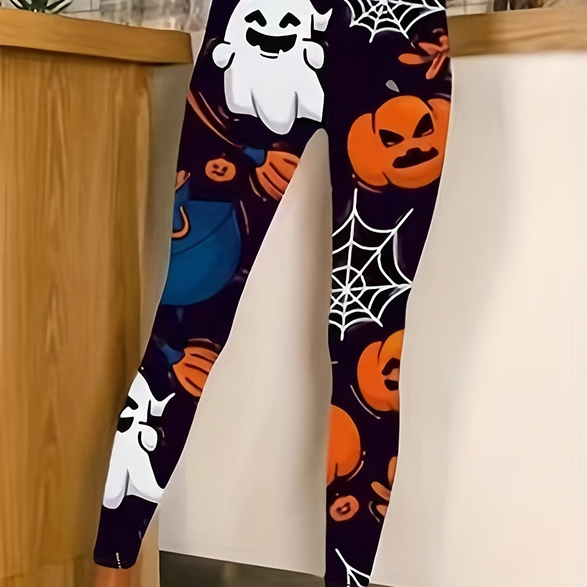  Halloween Leggings Ghost Pumpkin Spider Web Print High Rise