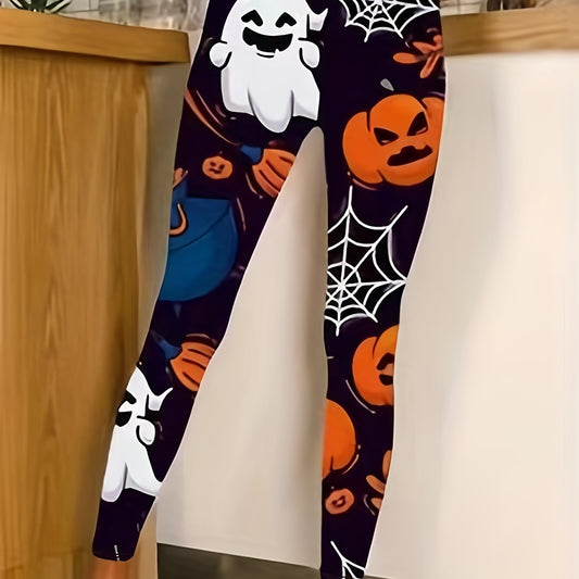  Halloween Leggings Ghost Pumpkin Spider Web Print High Rise