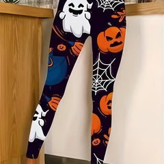  Halloween Leggings Ghost Pumpkin Spider Web Print High Rise