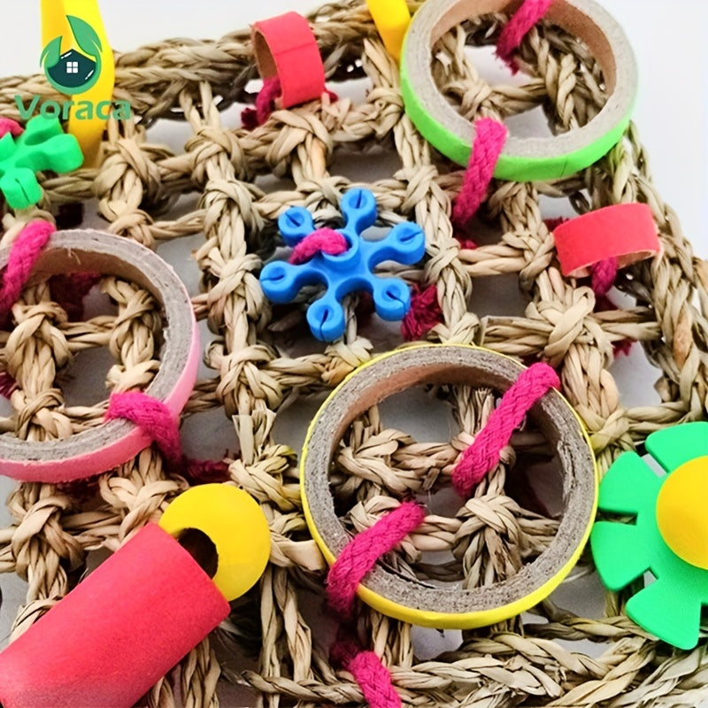 Colorful Building Block Toy & Climbing Hammock for Small Birds