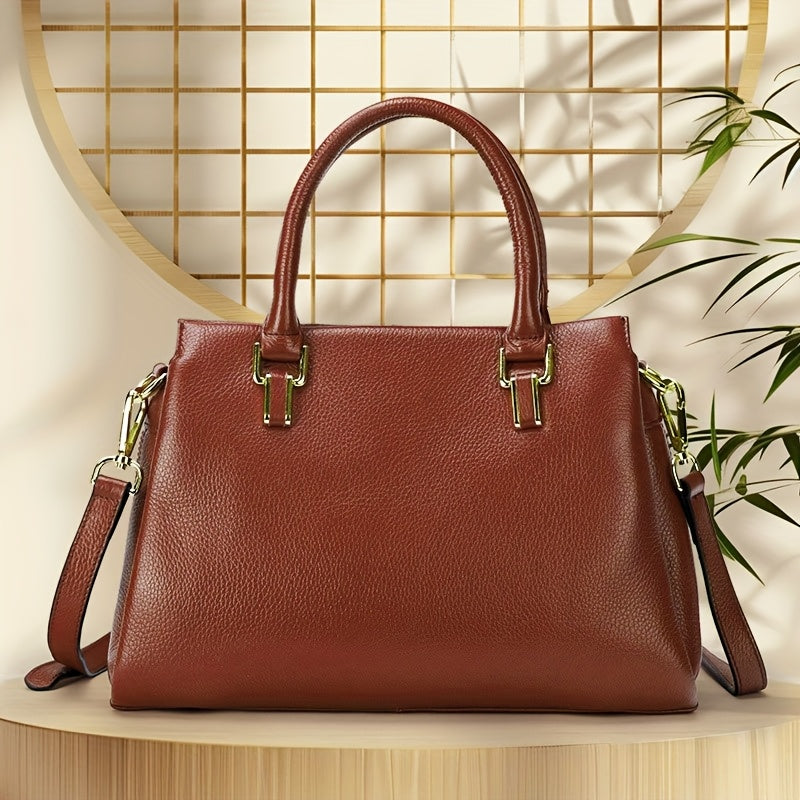 Women's Leather Shoulder Bag Crossbody Handbag with Golden Tone Hardware