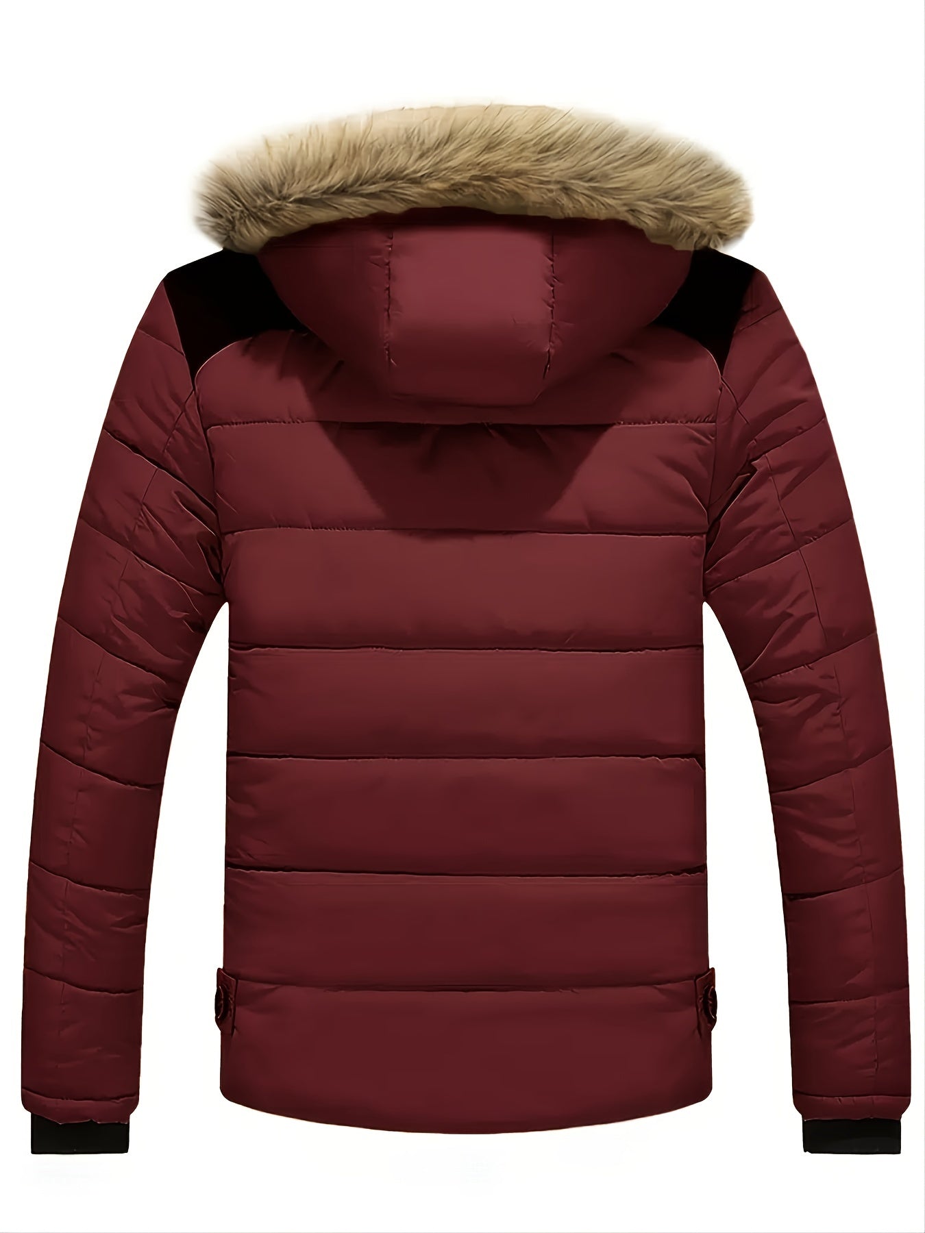 Men's Casual Cotton Padded Jacket with Removable Hood