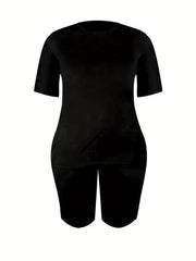  Basic 2 Piece Set Short Sleeve Tee & Shorts Outfit