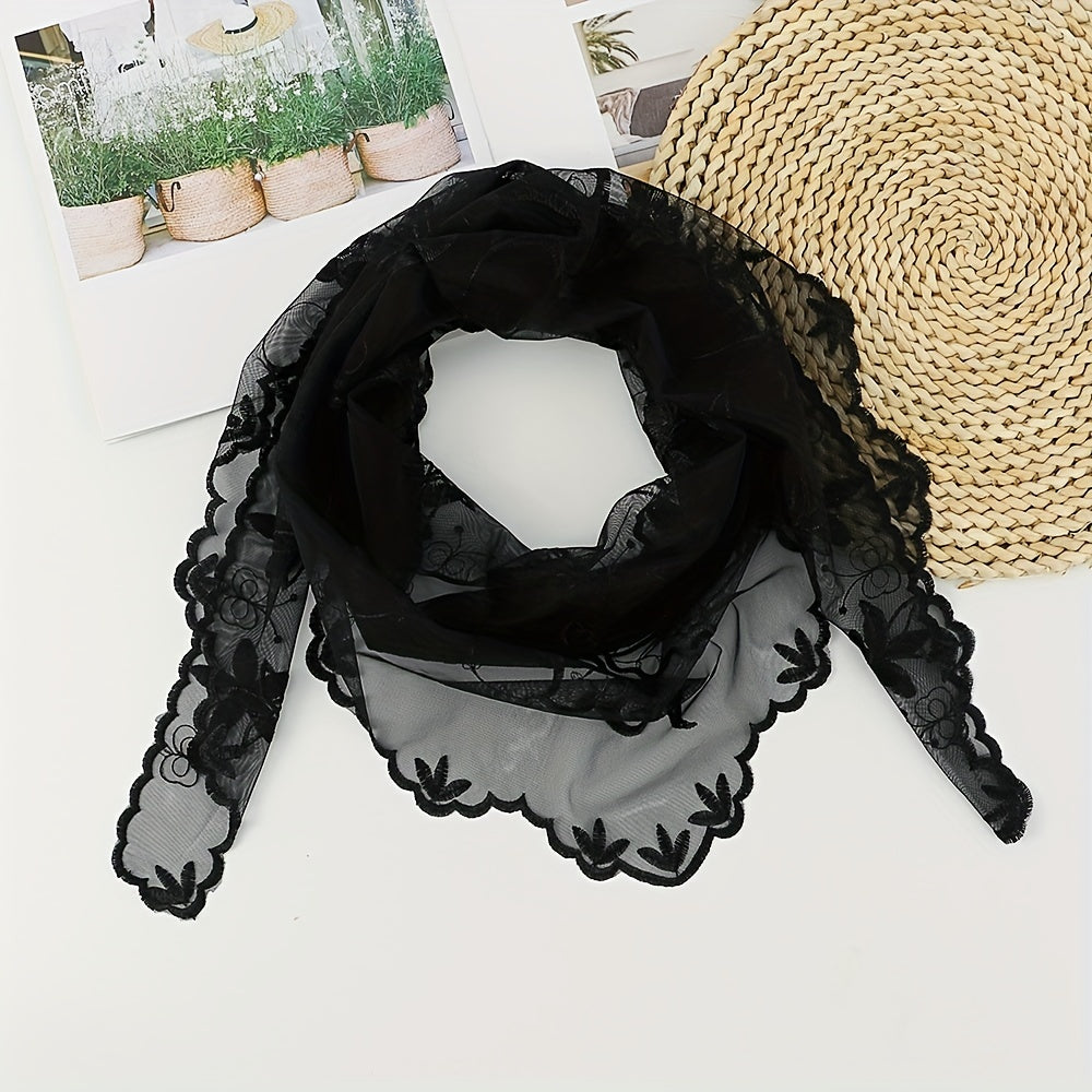 Lace Flower Embroidery Triangle Scarf Classic Church Head Veil