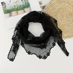 Lace Flower Embroidery Triangle Scarf Classic Church Head Veil