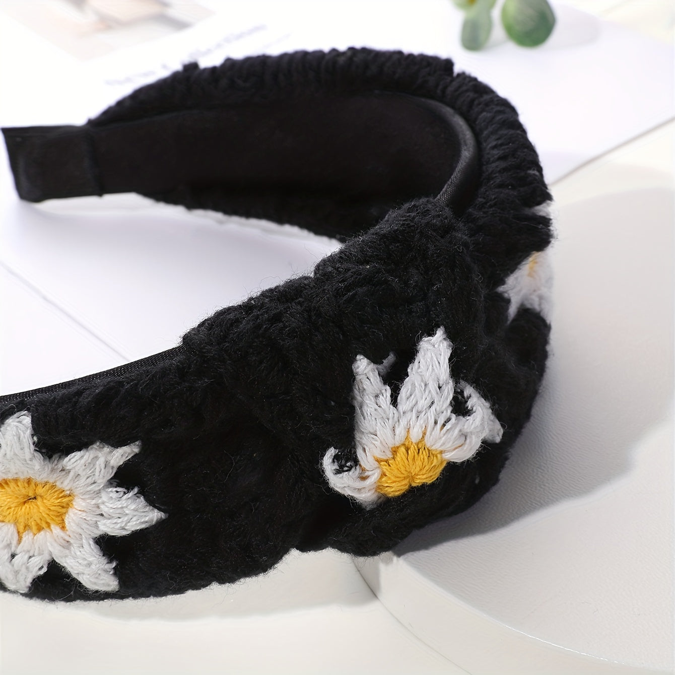 Knitted Sunflower Pattern Headband for Women Girls
