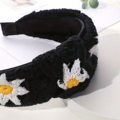 Knitted Sunflower Pattern Headband for Women Girls