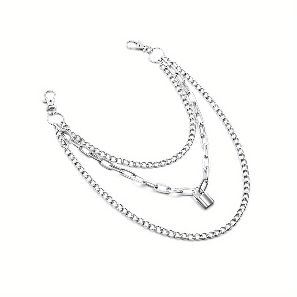 Lock Pendant Multilayer Metal Chain Pants Chain Men's Waist Chain
