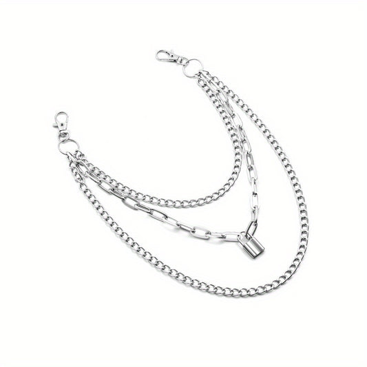 Lock Pendant Multilayer Metal Chain Pants Chain Men's Waist Chain