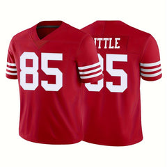 Youth Red American Football Jersey V-Neck Short Sleeved Uniform