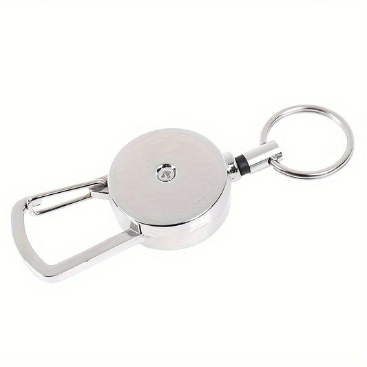 1pc Retractable Metal Keychain Key Ring for Outdoor Camping