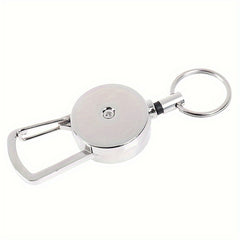 1pc Retractable Metal Keychain Key Ring for Outdoor Camping