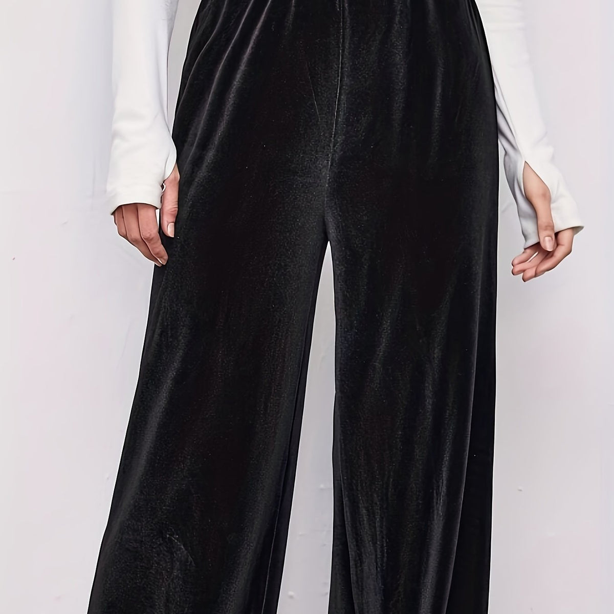  Velvet High Rise Wide Leg Trousers