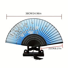 Folding Fan Women's Handheld Fan Silk Bamboo Hollowed Tassel Fan