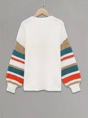  Striped Crew Neck Sweater Long Sleeve Pullover Jumper