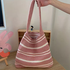 ColorBlock Shoulder Bag Striped Woven Bag - Perfect Tote Bag