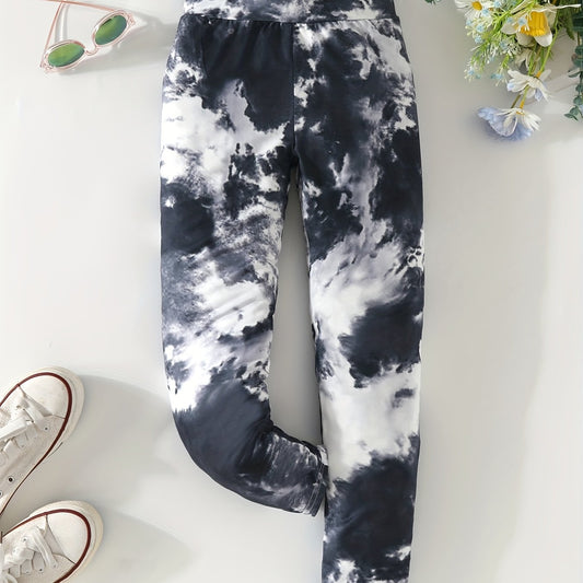 Girls Tie Dye High Waist Leggings for Summer