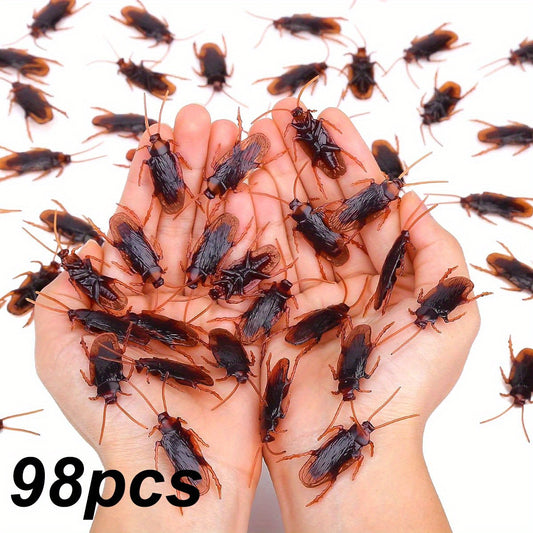 98pcs Realistic Roach Set Halloween Horror Insect Props Party Prank Decorations