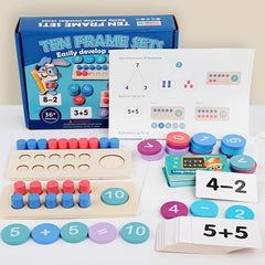 Wooden Ten Frame Math Set for Dual Player Number Learning