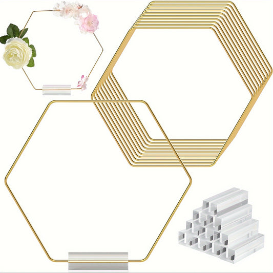 Golden Metal Floral Hoop Table Centerpiece for Party Wedding Decor