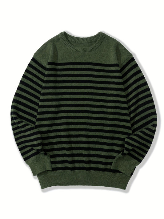Striped Sweater Men's Casual Warm Pullover
