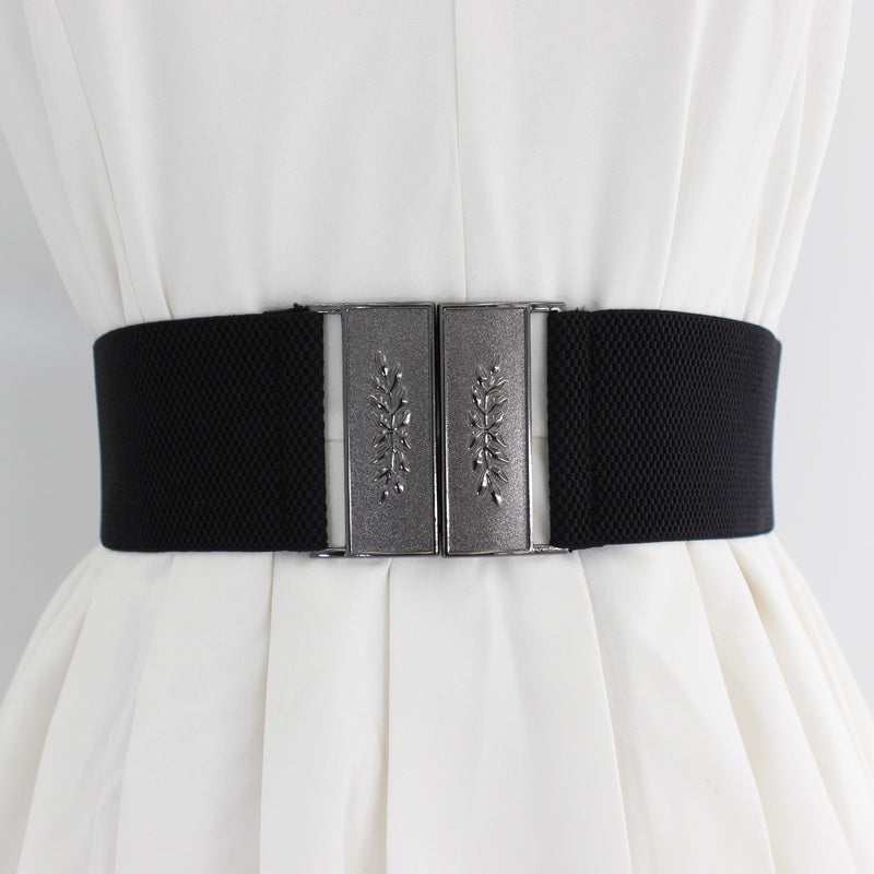 Vintage Elastic Belt for Women Sweater Dresses Wide Waist Cover
