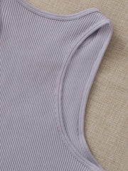 Solid Ribbed Crop Tank Top High Stretch