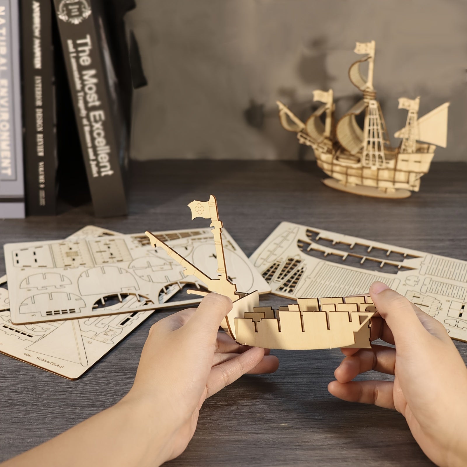 3D Ocean Sailboat Wooden Puzzle Model Kit